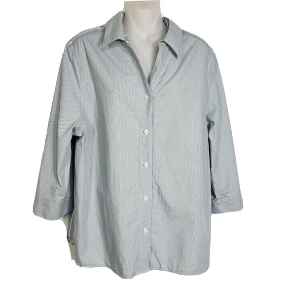 Chico's Womens Shirt Size 3 XL 16 Striped Mix Button-Down Wrinkle Resistant 3/4 - Picture 1 of 11